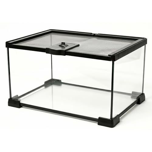 Tailwag Fable Small Reptile Glass Terrarium Tank Cage for Tarantula Sling Geckos Frog Lizards Chameleons Turtles Snake Snail Insect Hermit Crab Isopods Reptiles Enclosure (12 x 8 x 6 inch)