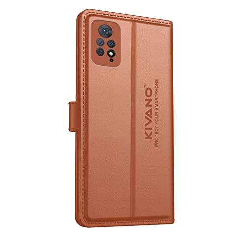 Image of KIVANO Compatible with Xiaomi Redmi Note 11 Pro /Xiaomi Redmi Note 11 Pro Plus 5G Flip Cover | Leather Finish | Inside Pockets & Inbuilt Stand | Shockproof Wallet Style Magnetic Closure Coffee