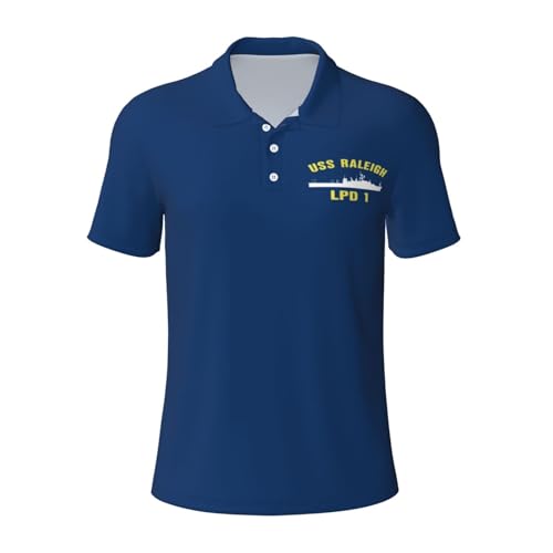 USS Raleigh LPD-1 Polo Shirts for Men, Mens Golf Shirt Quick-Dry Short Sleeve Casual