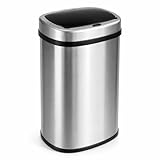 Cubo de Basura Automatico Cocina con Sensor de Movimiento Inteligente Sin Contacto | 50 litros Acero INOX Tapa Automática Carga con Pilas o Batería. Diseño moderno para hogar oficina y reciclaje