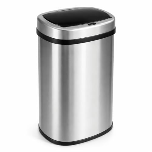 Cubo De Basura Automatico Cocina Con Sensor De Movimiento Inteligente Sin Contacto 50 Litros Acero Inox Tapa Automática Carga Con Pilas O Batería. Diseño Moderno Para Hogar Oficina Y Reciclaje