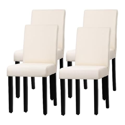 Ruesleag Dining Chairs Set of 4,Dining Room Chairs Upholstered PU Leather Kitchen Chairs Parsons Chairs Dining Side Chairs for Home Kitchen Bedroom Living Room Restaurant,Beige Cover