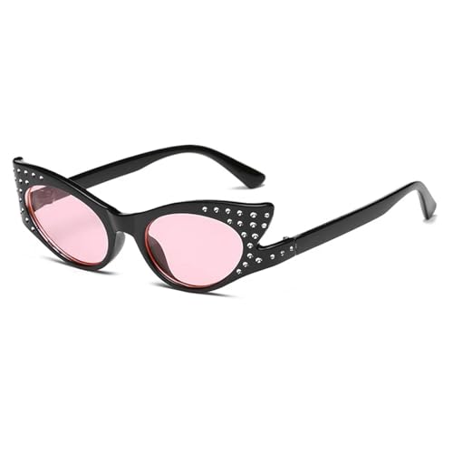 Lunettes œil de chat diamantées vintage noir et rose strass UV400