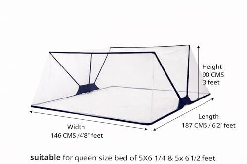 Image of Happy Penguin Mosquito Net [Foldable] Easy Setup | Lightweight Cotton, Portable & Ideal for Home & Travel | Strong & Breathable | Suitable for Queen Bed [5 * 6 ] 1 /4