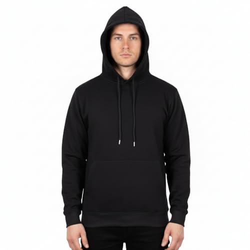 A2Z Mens Fleece Hoodie Pullover Hooded Jumper Sweatshirt - Plain Sweatshirt Black 4XL