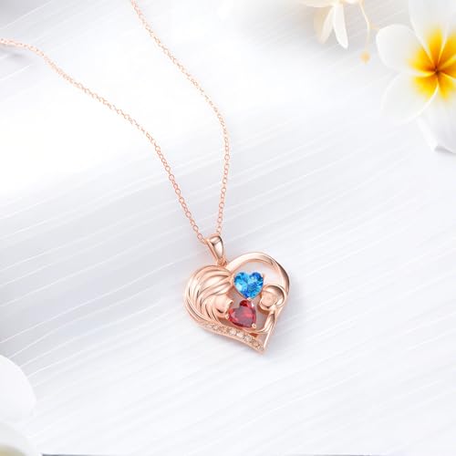 Zoeniya Mother Daughter Birthday Gifts for Her Women Rose Gold Plated Mom Heart Pendant with 12 Months Birthstone Necklace, Christmas Gifts for Mom Daughter, Birthday Mothers Day Gifts Anniversarry Jewelry for Wife Girlfriend Sister - Image 7