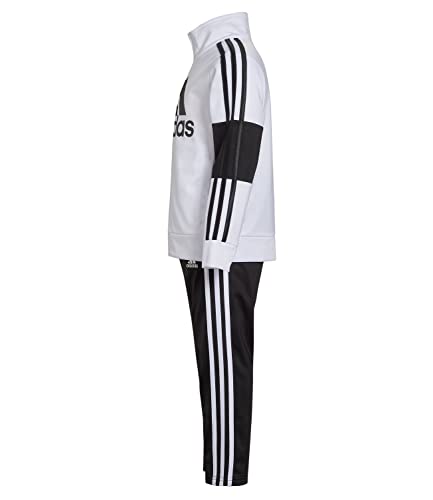 adidas Boys' Little Tricot Jacket & Pant Clothing Set, White Stripe 3S, 4 (AG6415C)2