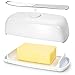 Burro Hub extra large con coperchio e coltello, contenitore magnetico per burro di dimensioni europee, paletta facile da pulire, coperchio antipasto, plastica, lavabile in lavastoviglie (bianco)