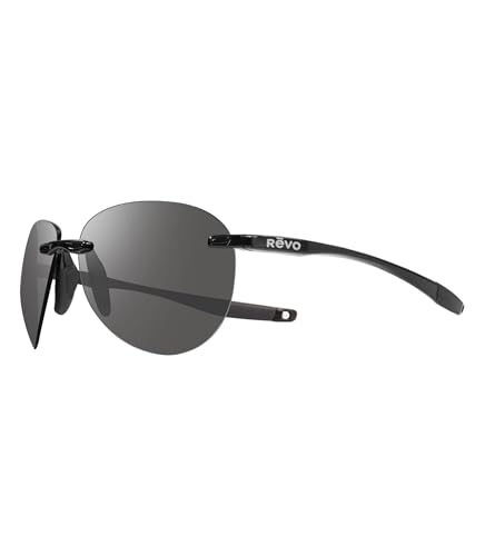 Revo Descend A: Polarized Lens with Rimless Aviator Frame Rectangular Sport Sunglasses