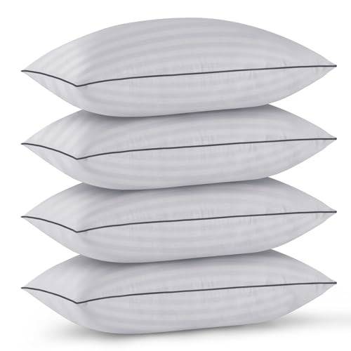 GOHOME Pillows Standard Size Set of 4 - Bed Pillows for Sleeping 4 Pack, Cooling Supportive Hotel Pillows with Premium Soft Down Alternative Fill for Side Stomach and Back Sleepers