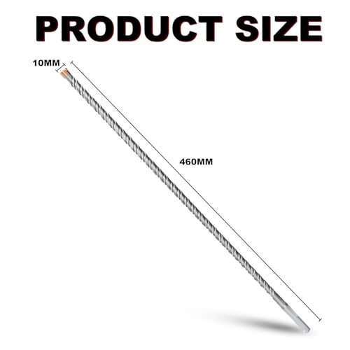 METOTY SDS Plus Hammer Drill Bit 10mm×460mm, with 4 Carbide Cutting Edges, Head with Coating, Masonry Drill, Hammer Drill - Image 2
