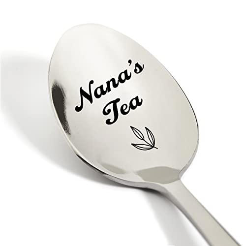 Nana's Tea Spoon Engraved Stainless Steel, Tea Lover Gifts for Nana Grandma Her, Nanas Tea Spoon Gifts for Birthday Mother’s Day Christmas