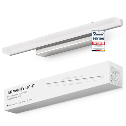 Yafido Lampe Miroir Salle de Bain 40CM LED Applique Murale Blanc Naturel 4000K, 9W Éclairage 800LM Lumiere IP44 Luminaire Chrome Lampe Armoire Bathroom Vanity Light...