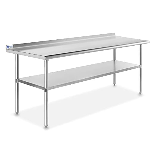 GRIDMANN Stainless Steel Kitchen Prep Table 72 x 30 Inches with Backsplash & Under Shelf, NSF Commercial Work Table for Restaurant and Home