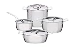 Alessi AJM100S9, Set Pentole con Coperchi, Acciaio Inossidabile, 9 Pezzi