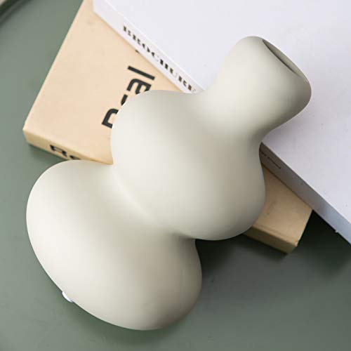 Ceramic Vase for Decor, Modern Vases for Home Decor Living Room, Home, Office, Centerpiece,Table and Wedding (Light Grey)