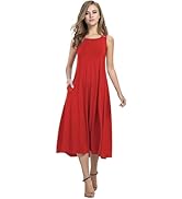 HOTOUCH Summer Casual Dresses for Women Sleeveless Midi Dress Swing Tank Sundress Pleated Tshirt ...