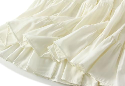 Womens A-Line Midi Skirt Elastic High Waist Pleated Skirts Trendy Casual Flowy Beach Skirt for Prom Party Vacation4