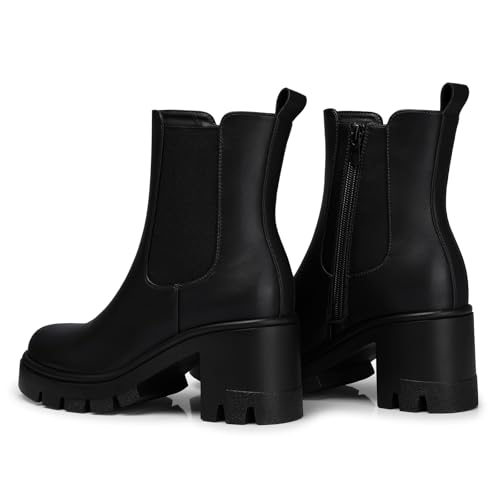 Women Chelsea Ankle Boots: 2.91 In Chunky Heels, Fashion Platform Short Boots, 2025 Fall Winter Booties for Night out, Work, Office, Company, Business, Weekend, Trip, Vacation, Travel3