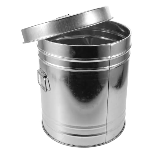 Poubelle de bureau ronde en acier inoxydable argente de 4,2 gallons avec couvercle gain de place