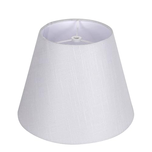 White Lamp Shade, ALUCSET Barrel TC Cloth Small Lampshade for Table Lamp and Floor Light, 6x10x7.5", Natural Linen Hand Crafted, Spider