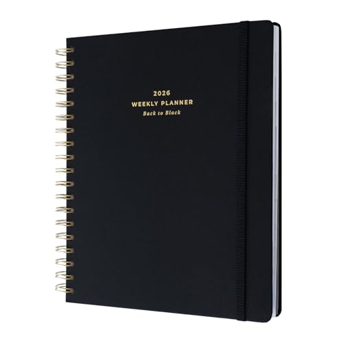 Kokonote Agenda 2026 Semana Vista Negra Back To Black : Agenda grande Oficina/Escolar (Tamaño Escritorio) :Cubierta de Tela| Planificador mensual con Pestañas y Apartados funcionales [17 MESES]