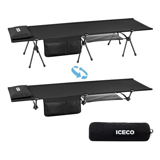ICECO Camping Cot for Adults, Folding Cot for Camping Portable Bed Sleeping Cot, Lightweight Backpacking Cot Strong Support 330 Lbs for Tent,Outdoor,Hiking,Travel,RV,Beach