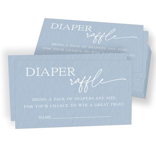 Baby Shower Diaper Raffle Tickets, 50Pcs Minimalism Blue Diaper Raffle Cards For Girl Boy Baby Shower Decorations, Baby Shower Game, Gender Reveal Games, Baby Shower Activity Supplies-A02