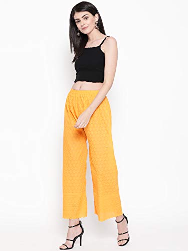 Image of Vastraa Fusion Women's Regular Fit Cotton Chikan Palazzo