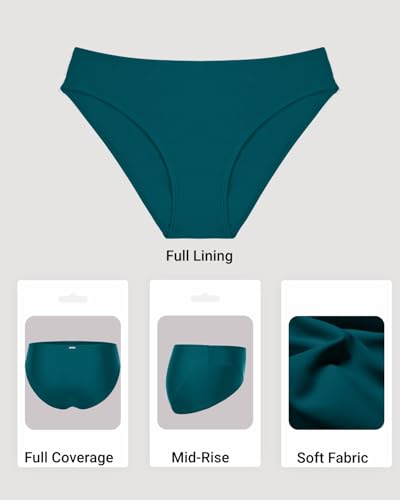 Image of Daci Women's Mid-Rise Full-Coverage Bikini Bottom | Mid-rise bikini bottom with full rear coverage in 82% nylon and 18% spandex for comfortable swimming and beachwear