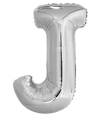 Blooms Mall Unique Alphabet Foil Balloon - J (Silver) (Alphabet J) (Pack of 1)