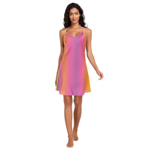 Chemise de nuit courte sans manches RGB pour femme avec bretelles réglables