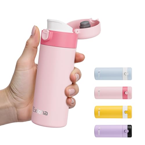 Exllena Mini Gourde Isotherme 220ml avec Couvercle Clip - Petite Bouteille Isotherme - Étanche - Double Paroi Inoxydable - Idéale en Voyage, Bureau ou...