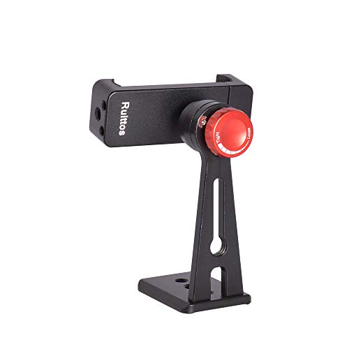 Ruittos Phone Holder For Tripod, Metal Cellphone Tripod Adapter 360 Degree Rotation Vertical Video Smartphone Bracket Clip Compatible With Iphone X Xs Xr 8 Samsung Galaxy S10 S9+ Huawei (Black C18) #TOP4