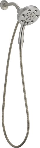 Crazy Deals Delta Faucet 4-Spray H2Okinetic In2ition 2-in-1 Dual Hand Held Shower Head with Hose and Magnetic Docking, Stainless 58472-SS
