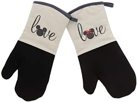 Disney Kitchen Neoprene Oven Mitts, 2pk – Non-Slip Heat Resistant Oven Gloves, Ideal for Handling Hot Kitchenware-Ideal Kitchen Set with Hanging Loop, 15.5 x 7 Inches – Mickey & Minnie Love