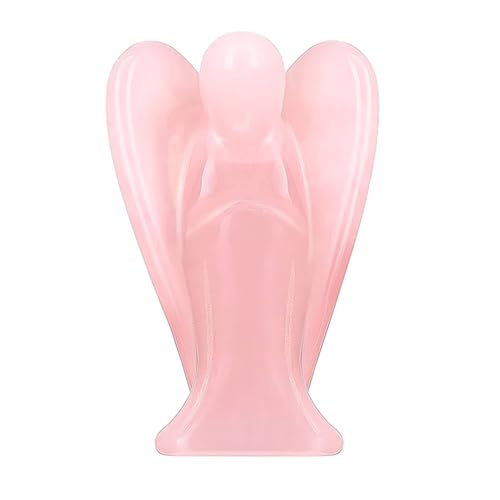 Ieron Figura de ángel de la Guarda de 1,5 Pulgadas, Regalo de Piedra de Cuarzo Rosa, Figura de ángel, Piedras Preciosas de Cristal curativo, Piedras pulidas, Estatua de ángel de Reiki(Rosa)