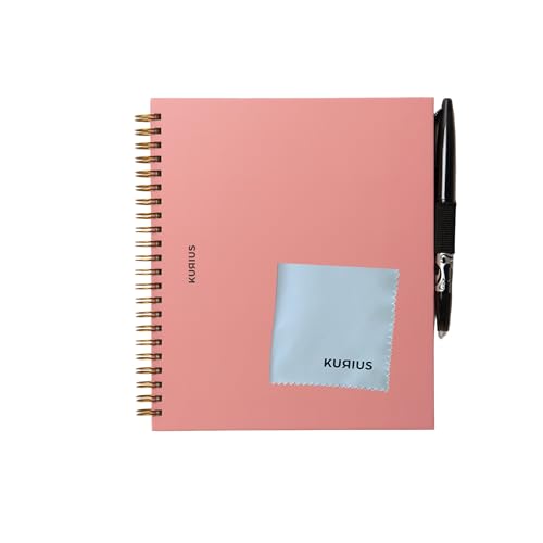 Carnet effaçable réutilisable Kurius rose cahier écologique pages lisses écriture