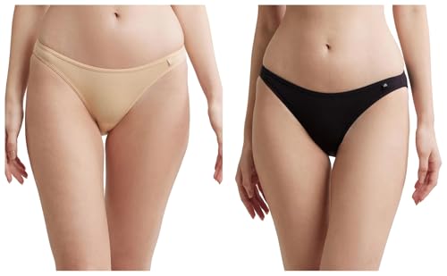 Image of Jockey SS02 Women's Super Combed Cotton Elastane Stretch Low Waist Bikini with Concealed Waistband and StayFresh Treatment (Colors & Prints May Vary) (Pack of 2)