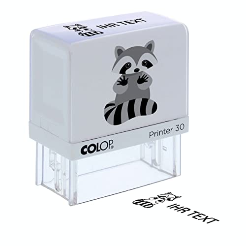 Preisvergleich Produktbild stempel-fabrik Kinderstempel Namensstempel / Personalisierter Adresstempel - Stempel für Kinder mit Motiv "Waschbär" für Schüler / Schule und Kindergarten als Geschenk