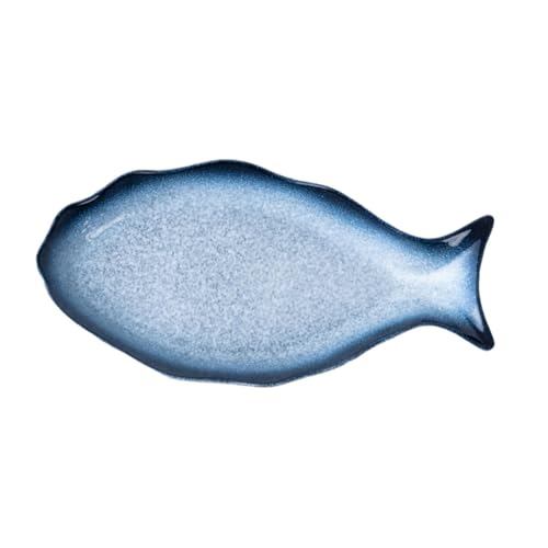 NUOBESTY Assiette Céramique Forme Poisson Plat de Service et Cuisson Vapeur Léger pour Restaurant et Domicile