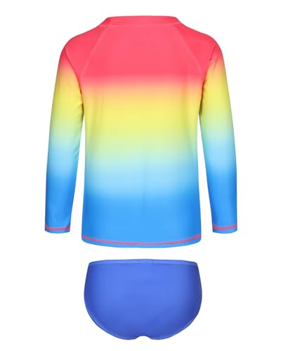 Image of Aisyee Girls Long Sleeve Rash Guard Set Two Piece Swimsuits Tie Dye Bathing Suits for Kids UPF 50+ Swim Shirts