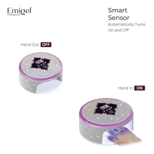 Image of Emigel Professional Nail Crystal UV LED Nail Lamp 180W Power | 4-6 Hours Battery Life, 2 Hours Charging Time| UV Nail Gel Polish Dryer & Curing Lamp | Large Space for Both hands | For Salon & Home Use. With 4 Month Warranty.