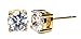 Hypoallergenic Surgical Steel Unisex Gold Plated Sparkling Solitaire Round Basket Seting Earrings With Cubic Zirconia Stone (5 MM Round)