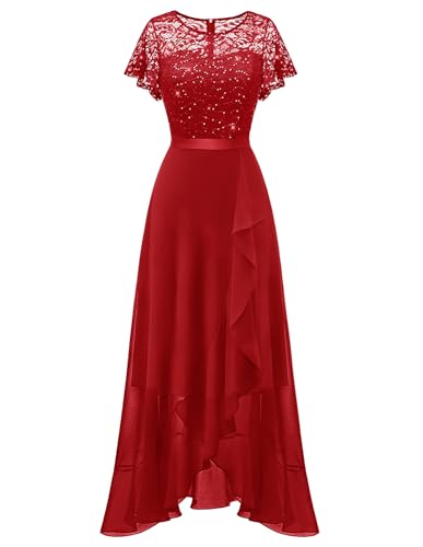 Image of BeryLove Formal Dresses for Women 2026 Wedding Guest with Slit Cocktail Elegant Lace Long Prom Dress