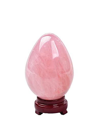 Image of AMOYSTONE Large Natural Rose Quartz Crystal Egg for Healing and Reiki Practice, Home Decor Stone with Base, 3-3.5 Inch, One-of-a-Kind Formation for Living Room or Meditation Area