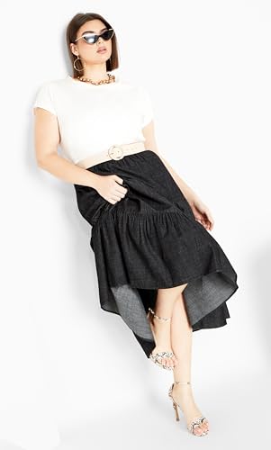 City Chic Plus Size Skirt, Denim Tier Skirt2
