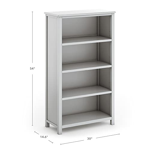 Guidecraft Deluxe Taiga 4-Shelf Bookcase 54 - Gray: Wooden Storage Organizer Cubby - Display Bookshelf