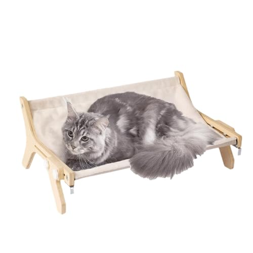 Punpula Para Ventana De Gato - Cama Hamaca De Madera Con Cubierta Lavable | Asiento De Doble Cara Para Ventana | Cómoda Hamaca Para Mascotas Para Todas Las Estaciones | Suministros Para