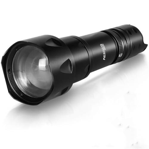 KEENZO Lampe Torche Infrarouge Vcsel 2002D 850 nm pour Vision Nocturne, Lentille de Fresnel Zoomable, Projecteur Infrarouge, Variateur Rapide, éclairage max 1000m